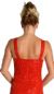 Halter Neck Long Beaded Gown with Flared Bottom back in Red color